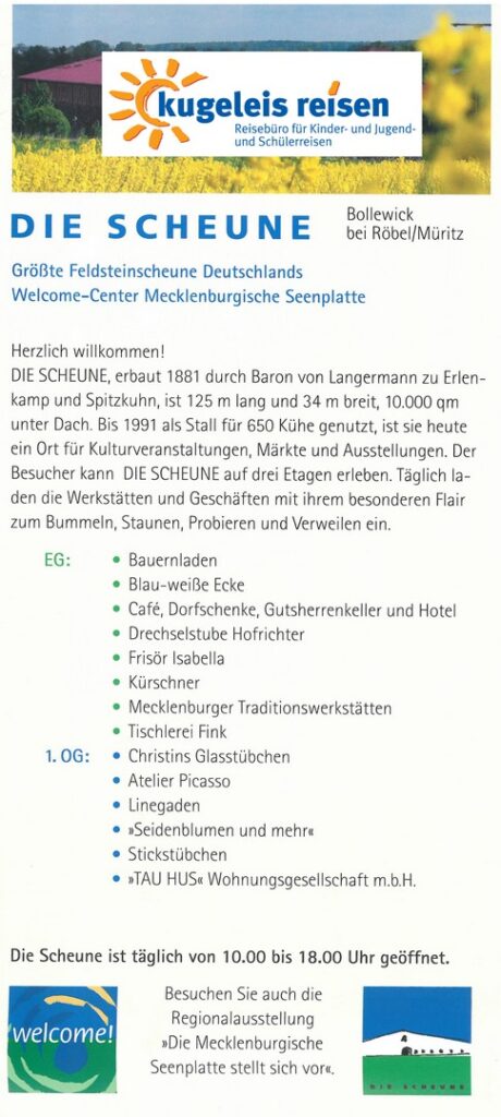 Größte Feldsteinscheune Deutschlands, erbaut 1891 durch Baron von Langermann zu Erlenkamp und Spitzkuhn.