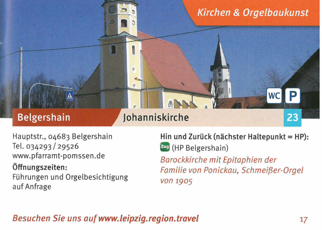 Johanniskirche Belgershain – Barockkirche mit Epitaphien der Familie von Ponickau, Schmeißer-Orgel von 1905