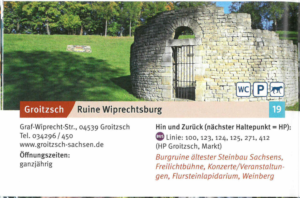 Burgruine – ältester Steinbau Sachsens, Freilichtbühne, Konzerte/Veranstaltungen, Flursteinlapidarium, Weinberg