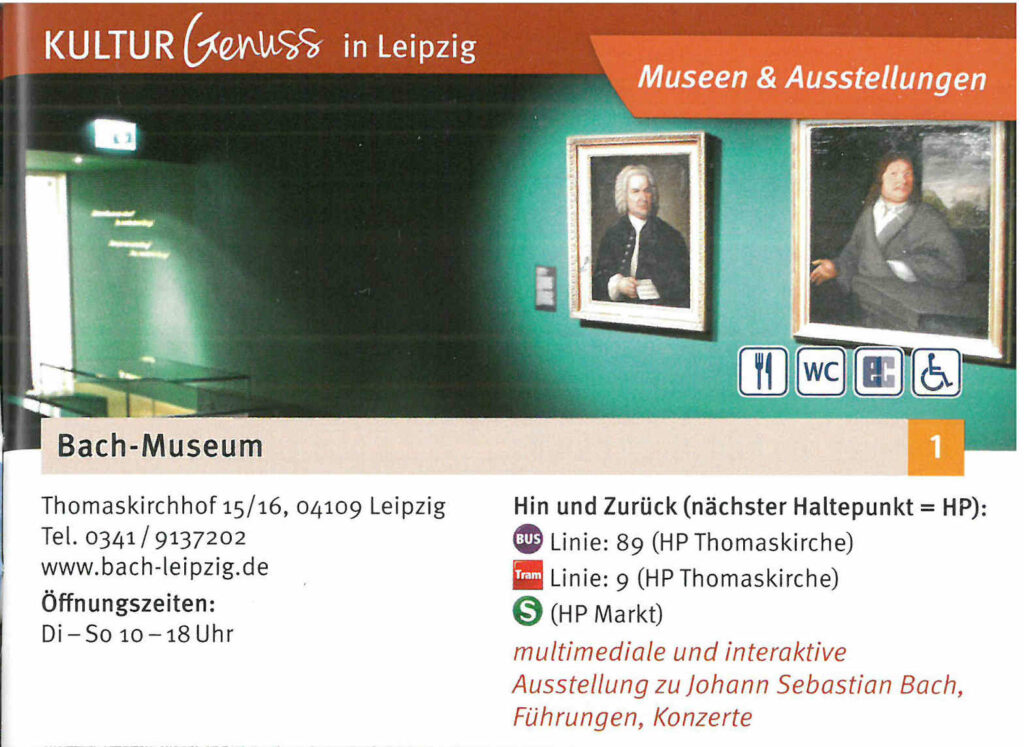 multimedial-interaktive Ausstellung zu Johann Sebastian Bach, Führungen und Konzerte