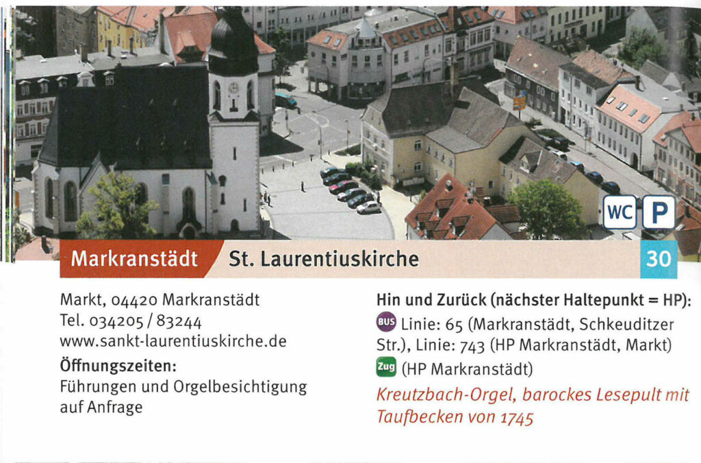 St. Laurentiuskirche: Kreutzbach-Orgel, barockes Lesepult mit Taufbecken von 1745