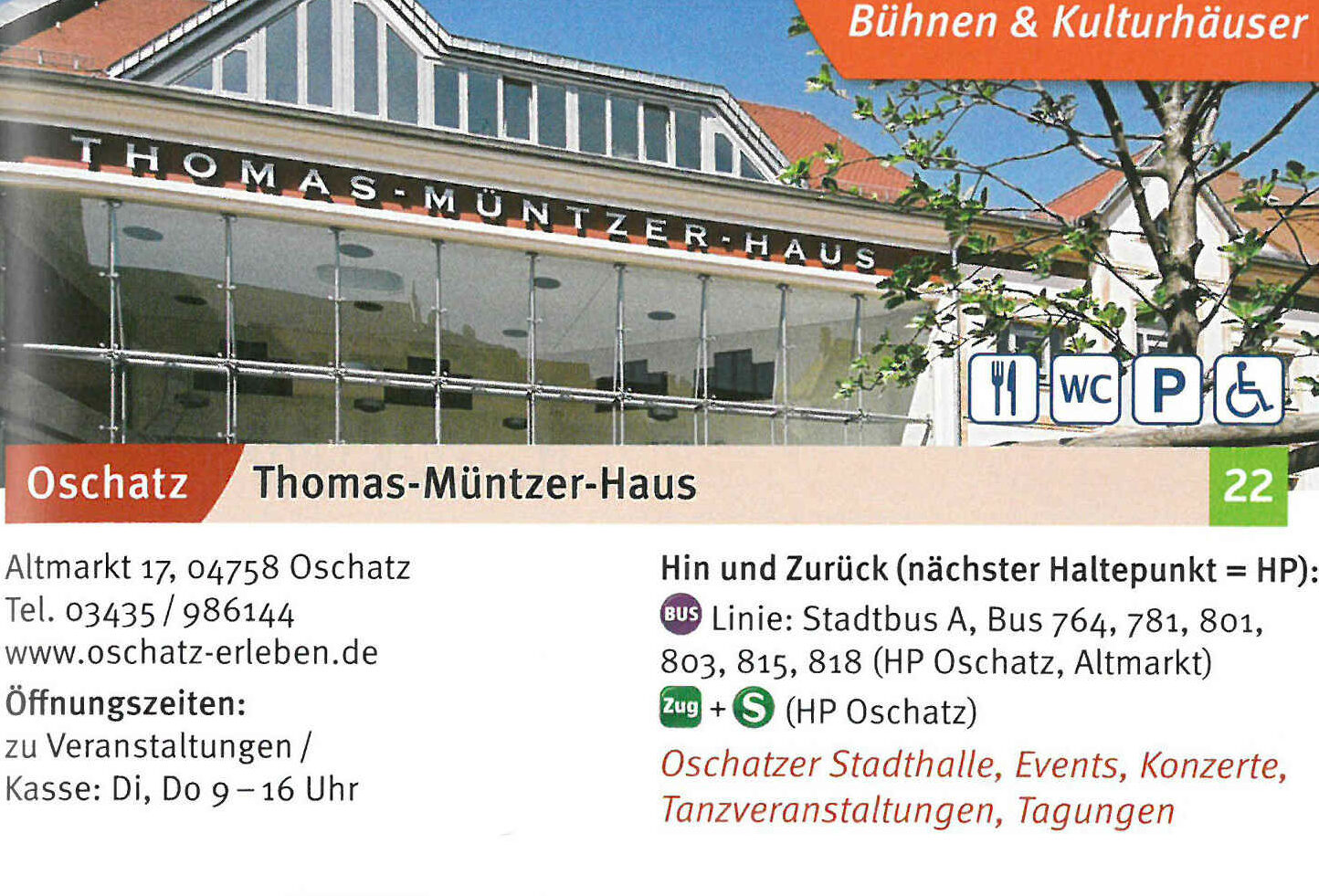 Thomas-Müntzer-Haus: Oschatzer Stadthalle, Events, Konzerte, Tanzveranstaltungen, Tagungen