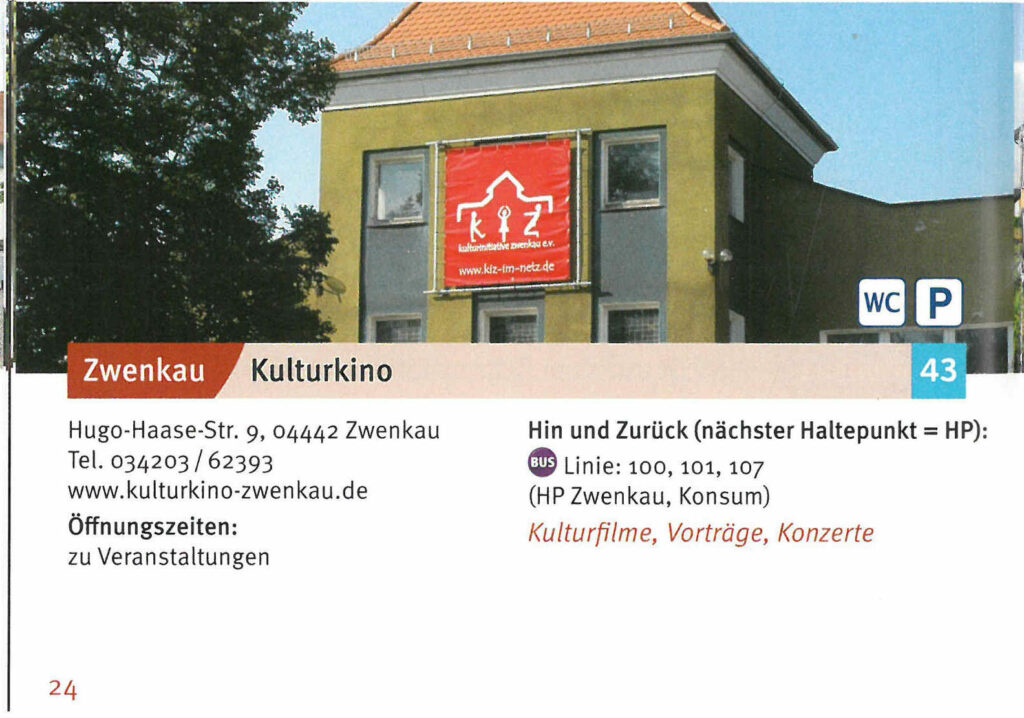 Kulturkino Zwenkau: Kulturkino, Vorträge, Konzerte