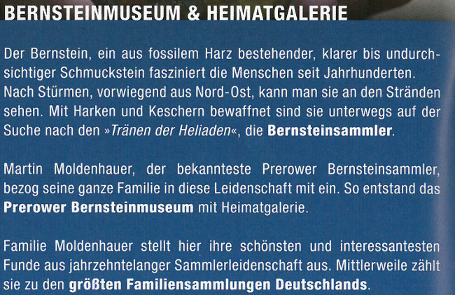 Information Besuch Bernsteinmuseum Heimatgalerie Prerow