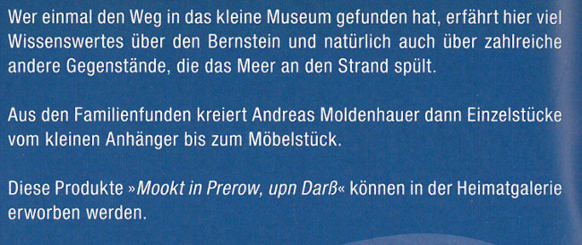 Information Besuch Bernsteinmuseum Heimatgalerie Prerow