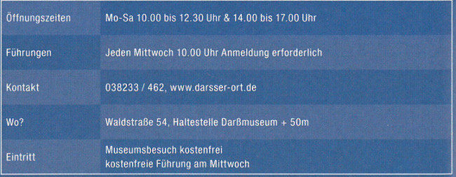 Information Besuch Bernsteinmuseum Heimatgalerie Prerow