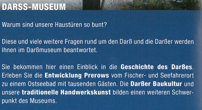 Information Landeheimfahrt Fischland-Darß Darß-Museum Prerow