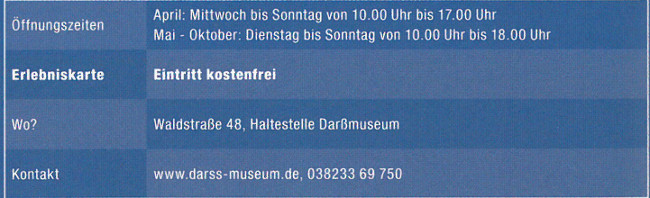 Information Landeheimfahrt Fischland-Darß Darß-Museum Prerow