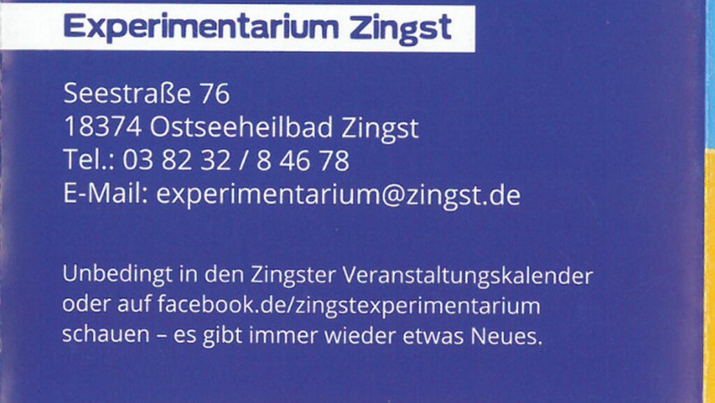 Information Landheimfahrt Experimentarium Zingst